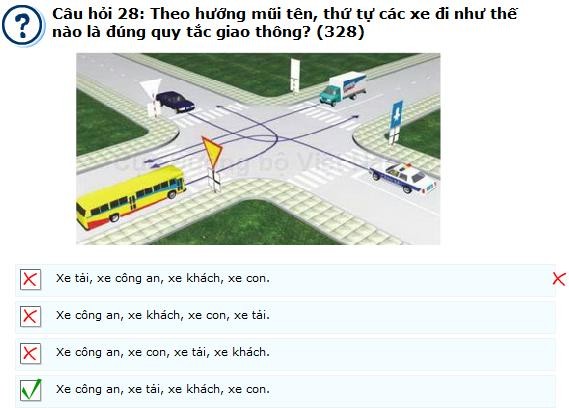 Câu hỏi 328 - câu hỏi khó thi lý thuyết bằng lái ô tô