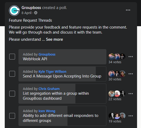 Create poll in Facebook groups to get consumer feedback and understand their demands.