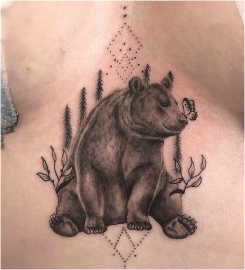 Bear Sternum Tattoo