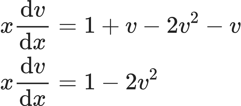 {"font":{"family":"Arial","color":"#222222","size":10},"code":"\\begin{align*}\n{x\\diff{v}{x}}&={1+v-2v^{2}-v}\\\\\n{x\\diff{v}{x}}&={1-2v^{2}}\t\n\\end{align*}","id":"12-0-1-1-1","type":"align*","ts":1604059573618,"cs":"ty9hXv1xQYyWQshQ5qE6cQ==","size":{"width":157,"height":69}}