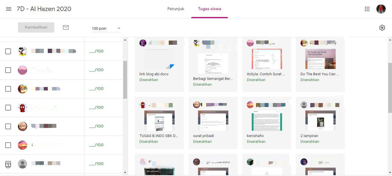 Foto tampilan Google Classroom