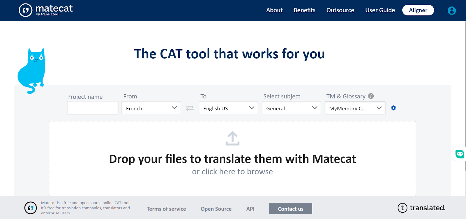 8. MateCat - Penerjemah Video Sumber Terbuka