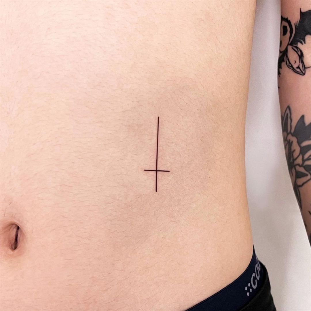 Upside Down Cross Tattoo