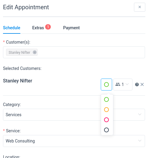 Amelia Online Booking System - Edit Appointment Status