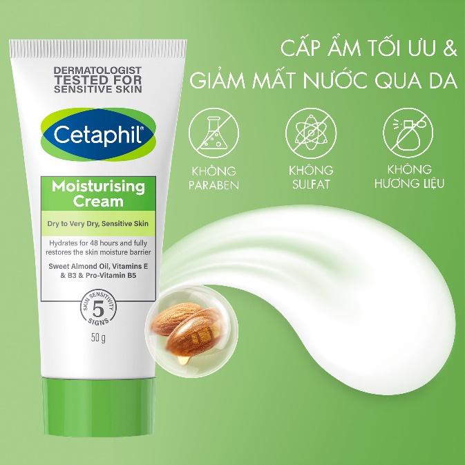 Dòng kem dưỡng Cetaphil với thành phần chiết xuất từ tinh dầu hạnh nhân giàu dưỡng chất