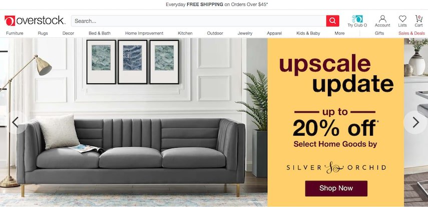 Overstock homepage