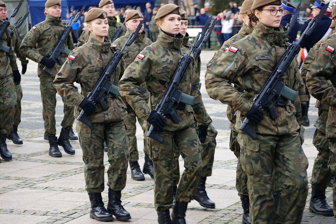 солдаты с оружием в руках на построении, тероборона, тероборона в польше, польские военные