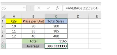 Average Excel Formulas 