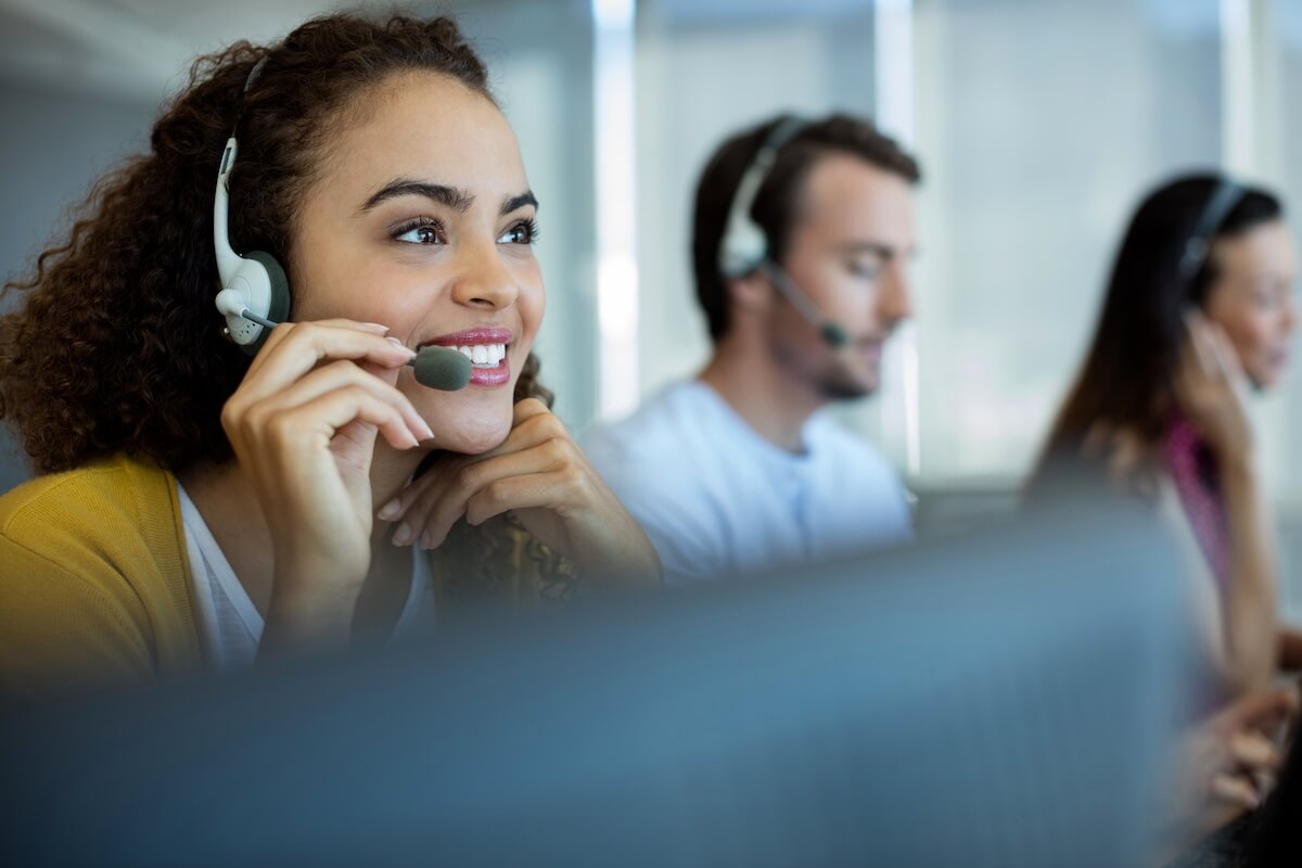 Business process transformation: call center agent talking to a customer