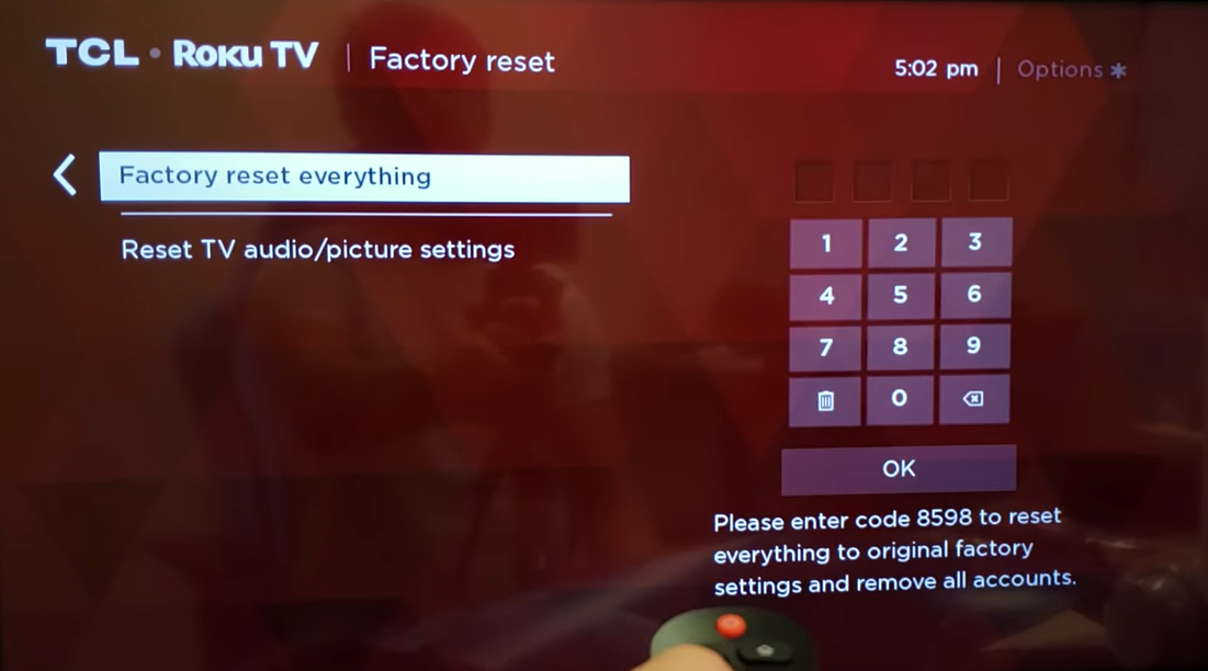 Factory resetting Roku TV