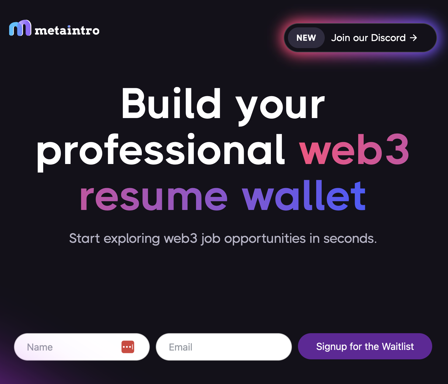 Metaintro job board web3