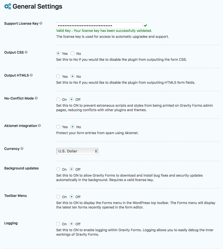 Cập nhật nền cho plugin Gravity Forms WordPress.