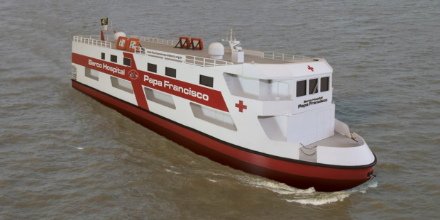 Tàu Bệnh viện Giáo hoàng Phanxico tiếp tục hoạt động và trao tặng các giỏ lương thực căn bản trong vùng Amazon