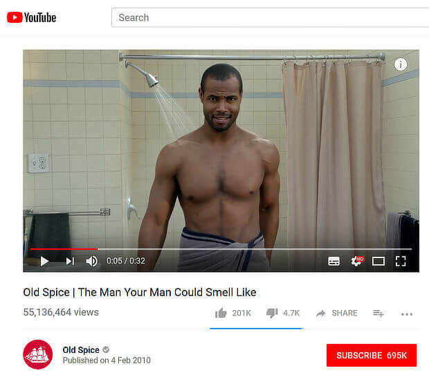 Old Spice Video on YouTube
