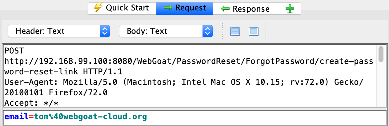 Password reset POST request