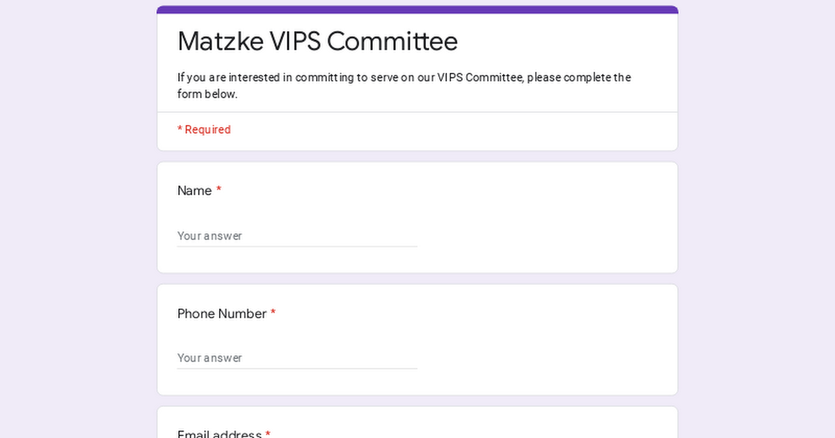 Matzke VIPS Committee