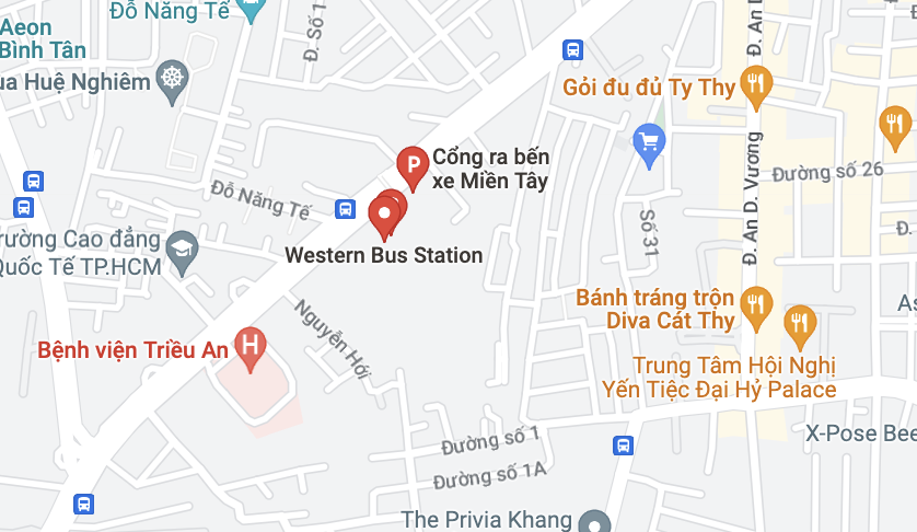 Điểm đón/trả khách tại Sài Gòn của nhà xe Thuỳ Linh