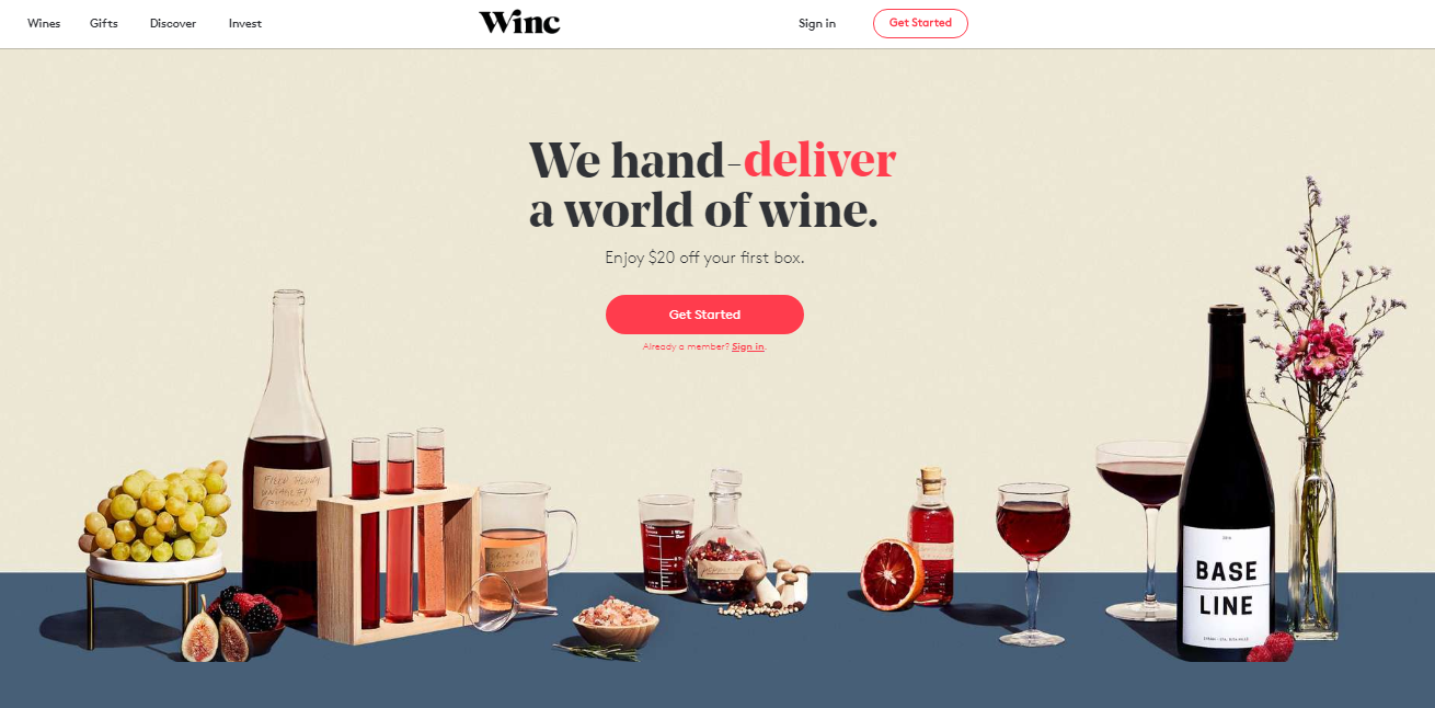 Winc Landing Page Examples