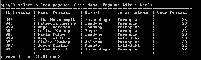 C:\Users\Aras\Documents\Tugas semester 1\Basis data\Tugas besar\7 Like, Order by, Grup By, Asc, Des\Like\Pegawai\Like 20.PNG