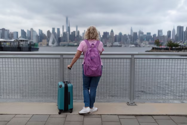 A woman with a suitcase 