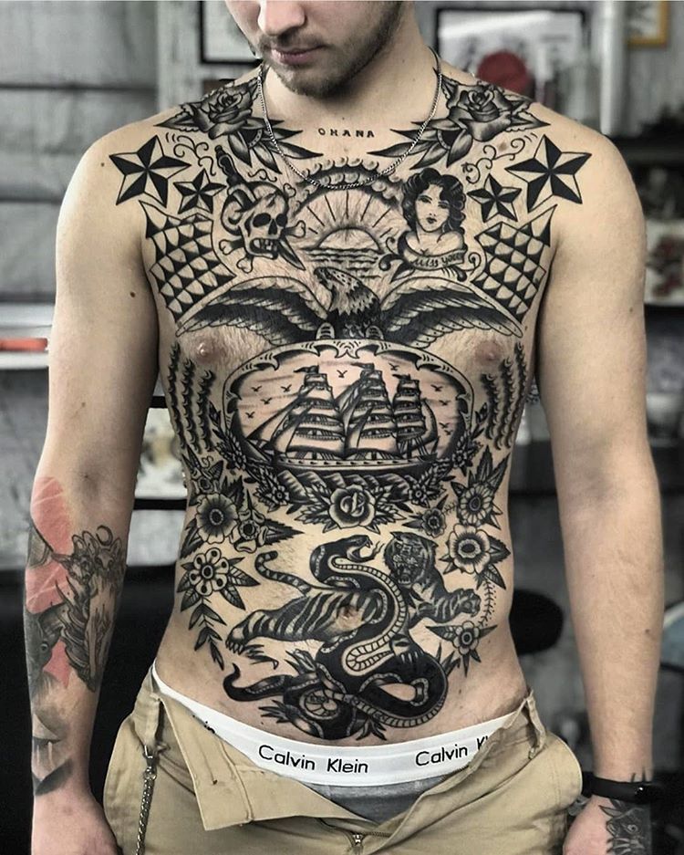 ลายสักหน้าท้องโอสคูล 09