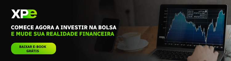 Imagem da campanha de um livro digital gratuito com o tema "Guia da bolsa para Investidores" da Faculdade XP School.