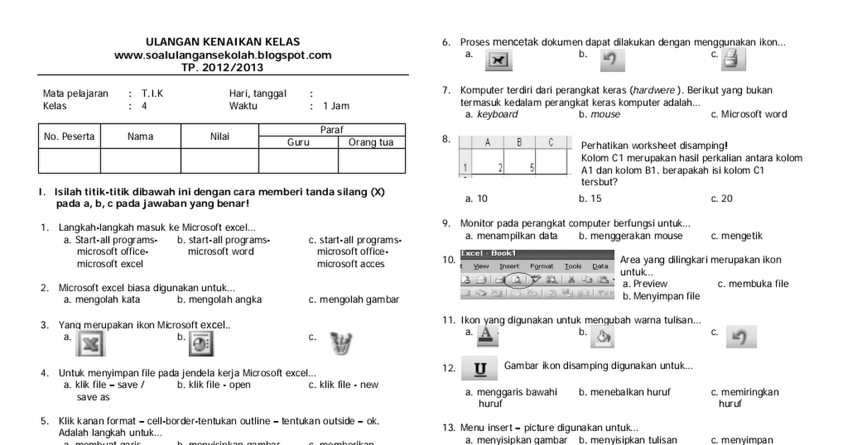 Soal Ulangan Tik Sd Kelas 4 Pdf Google Drive