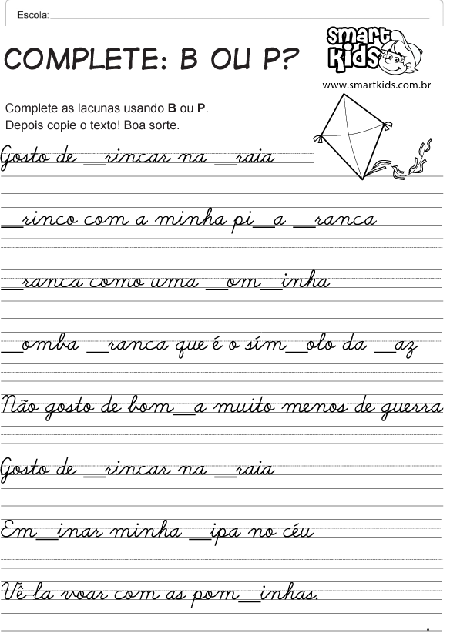 atividades para treinar letra cursiva na educação infantil