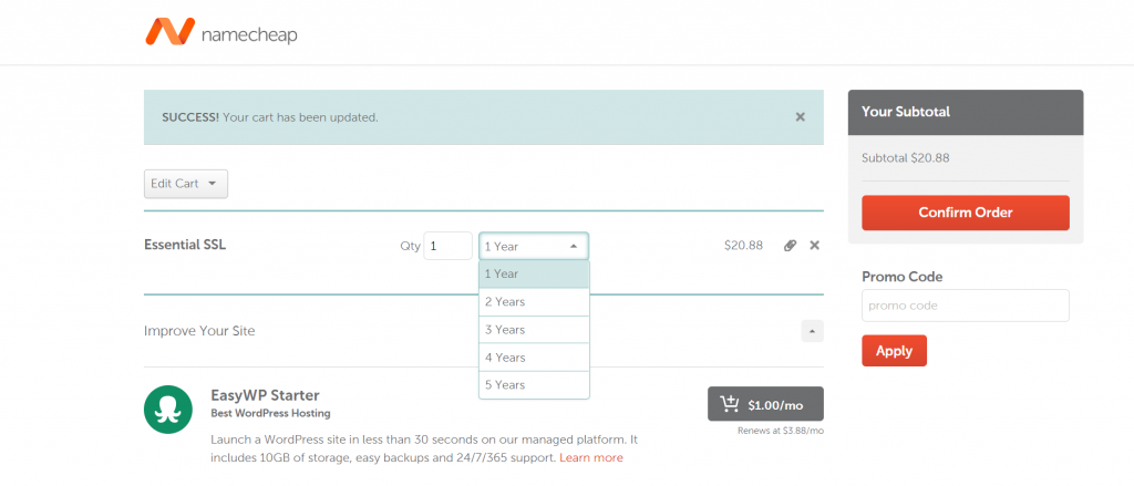 namecheap, buy ssl for https