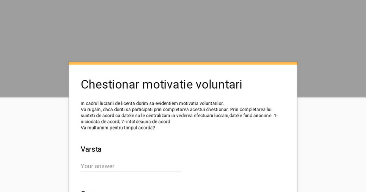 Chestionar motivatie voluntari