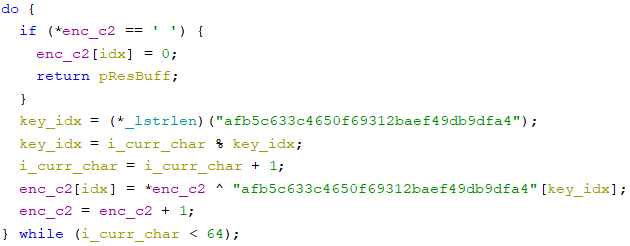 Raccoon malware is using XOR C2s encryption
