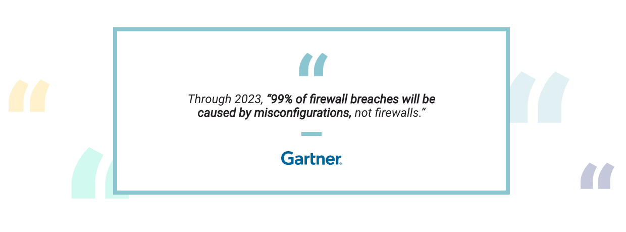 Gartner predicts that, by 2025, 99% of cloud security breaches will be the customer’s fault and 93% of firewall breaches will be caused by misconfigurations. 