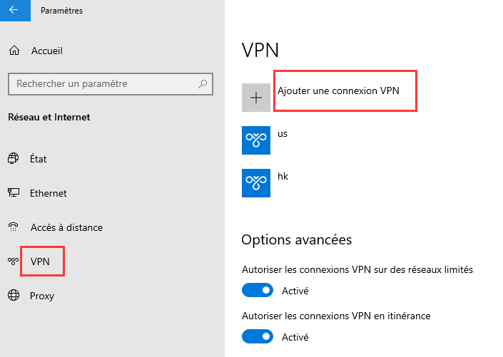 Ajouter une connexion VPN