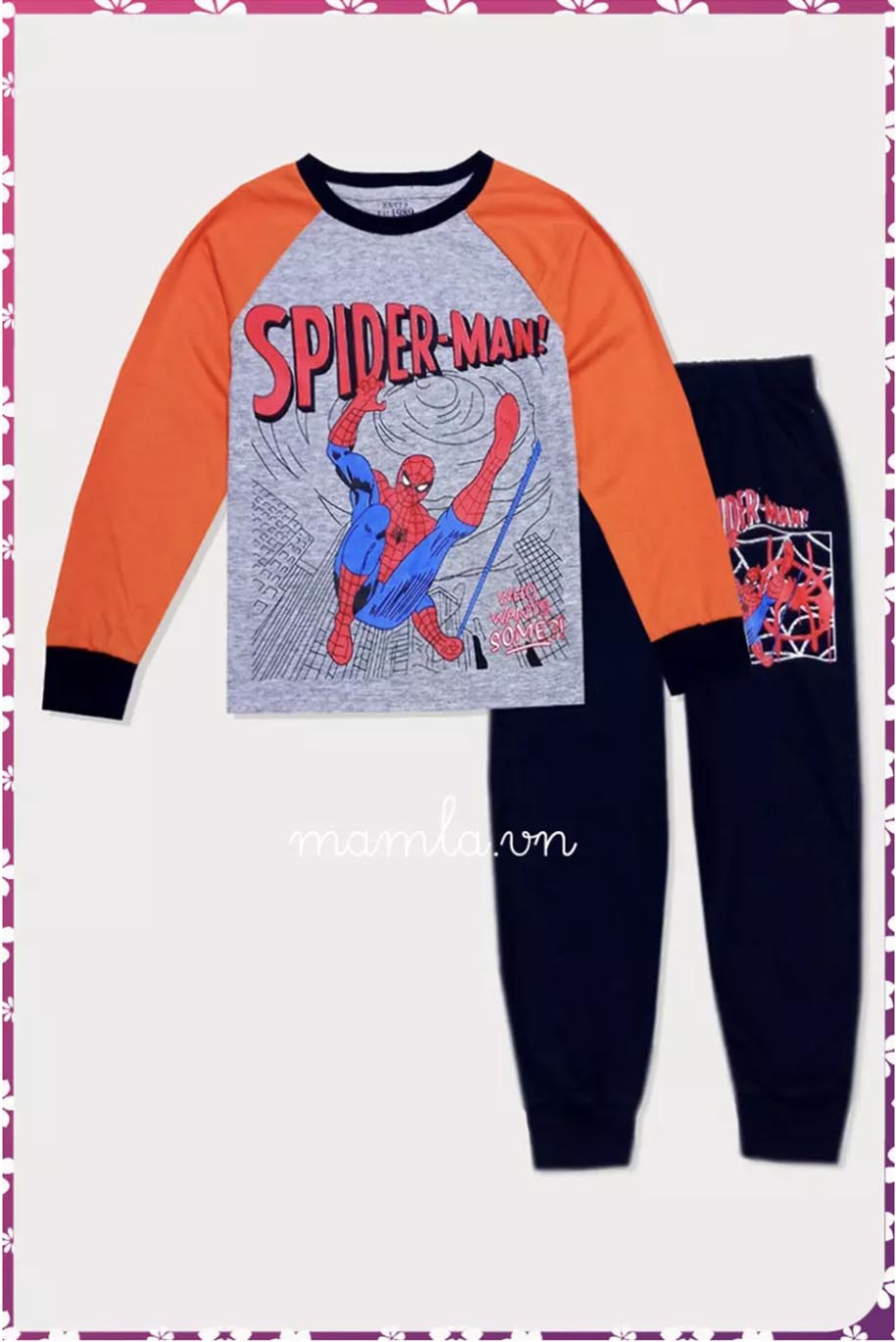  Mẫu đồ thun cotton xuất dư Place hoạ tiết spider man cho bé trai 