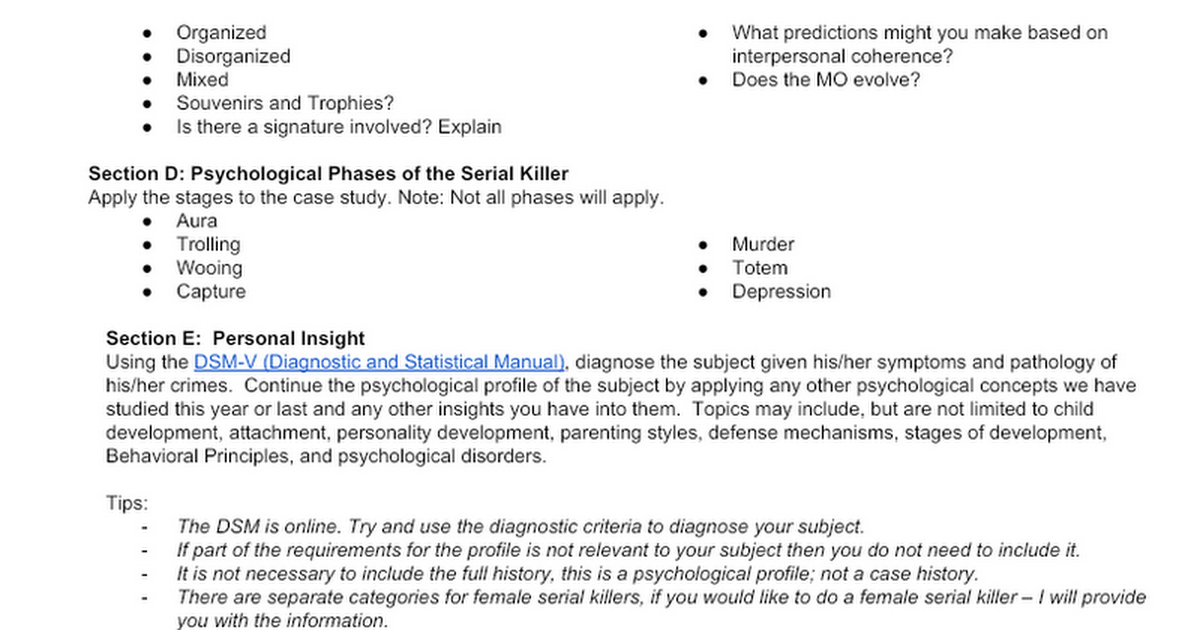 serial killer case study pdf