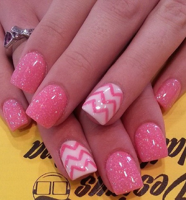 Sparkly pink nail art