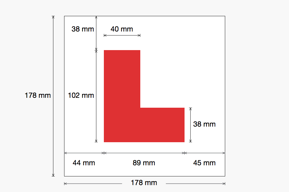 L plate sizes