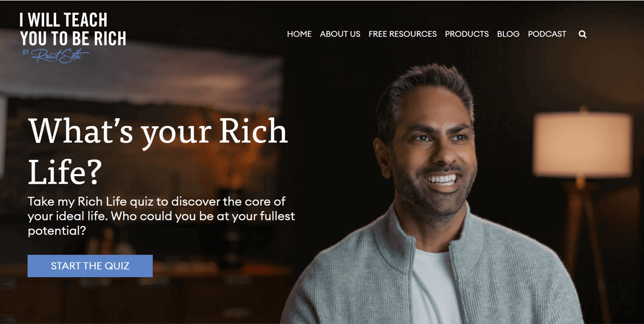 Ramit Sethi's home page copywriting