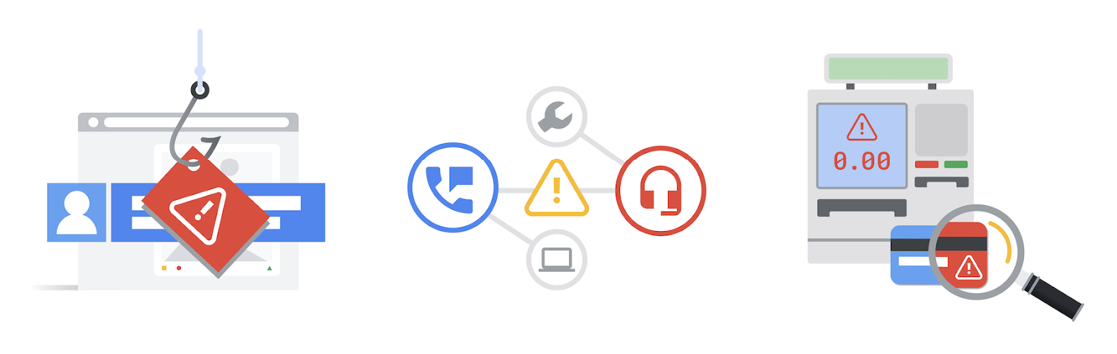 Illustrations of computer systems being protected
