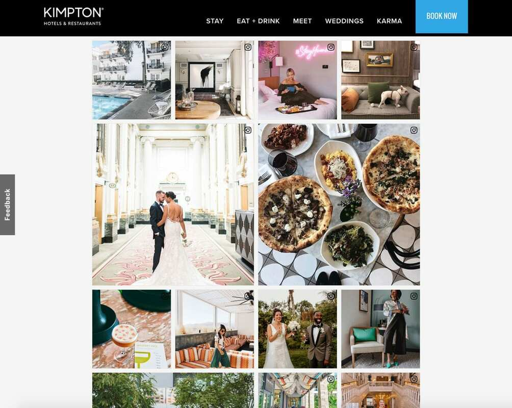 screenshot of homepage for kimpton hotels and restaurants