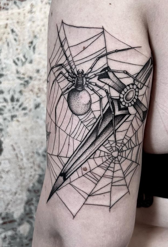 Spider With A Sword Tattoo