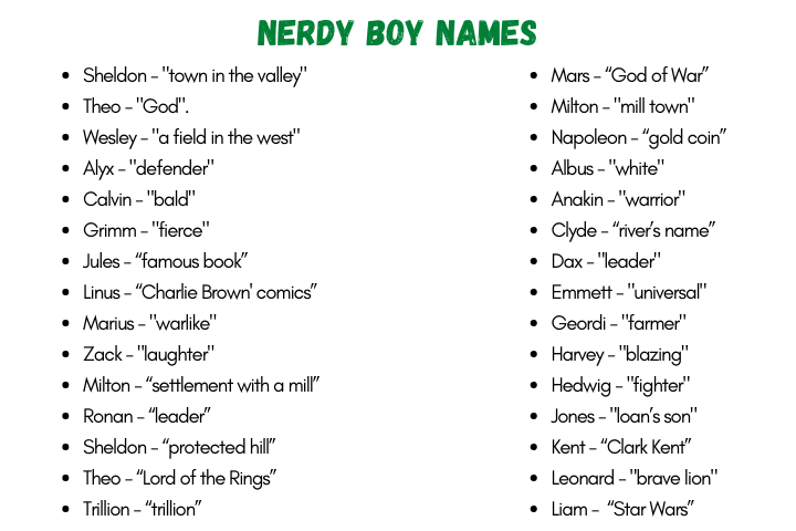 Nerdy Boy Names