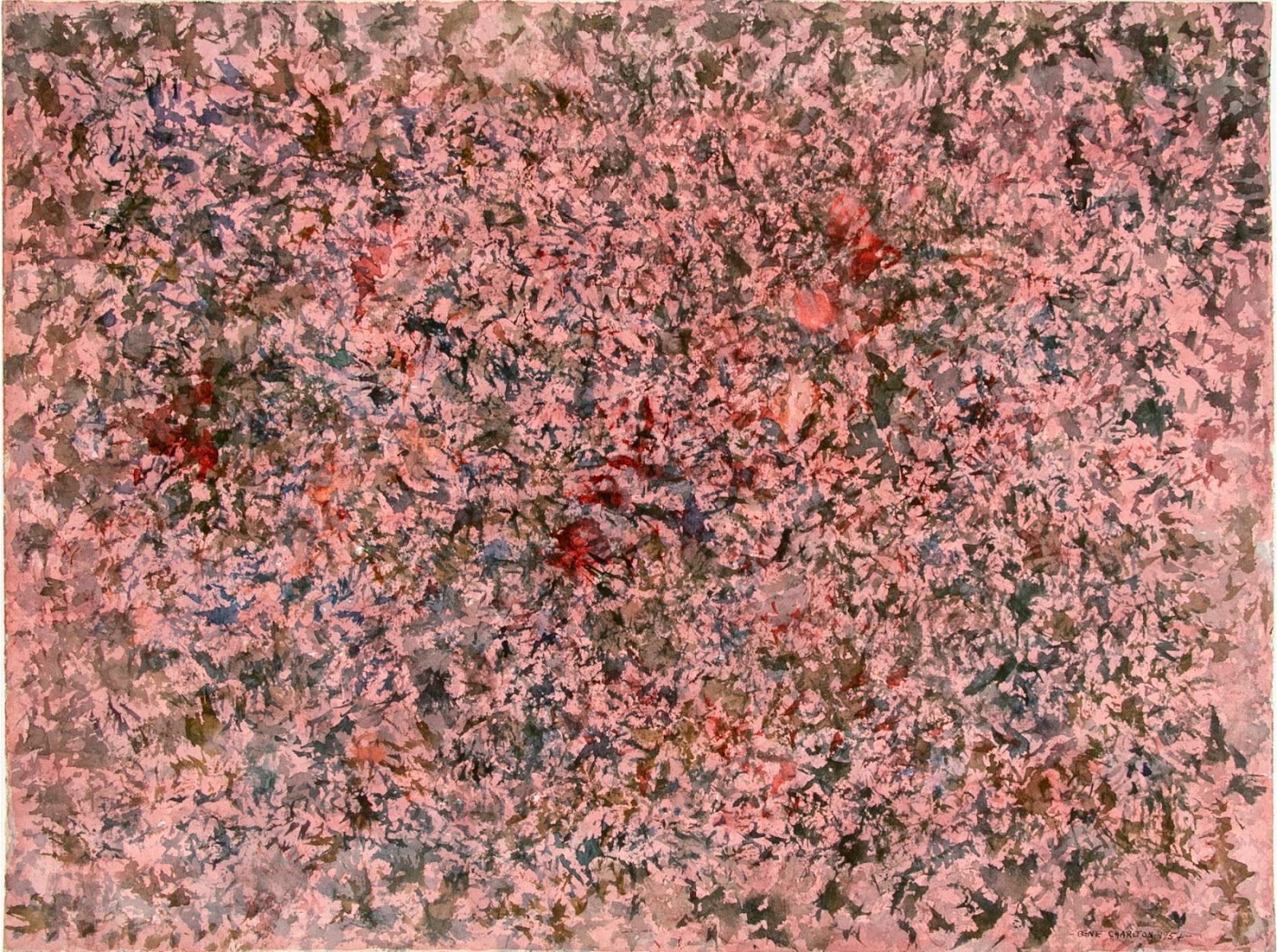 Gene Charlton (American, B. 1909 - 1979) Abstract Work on Paper - Pink