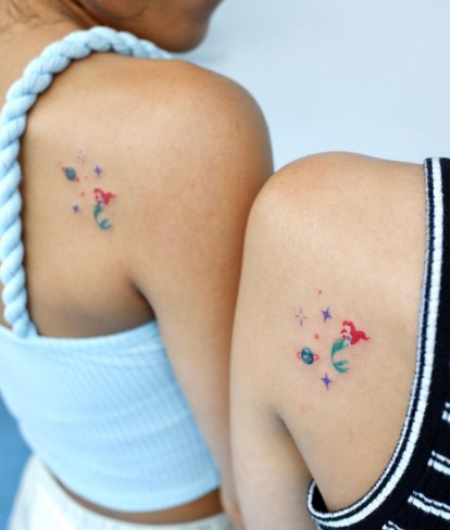 Mermaid Cute Friendship Tattoo For Girls