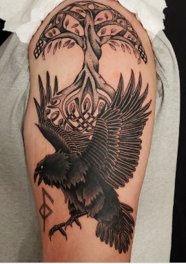 Crow With Yggdrasil Tattoo