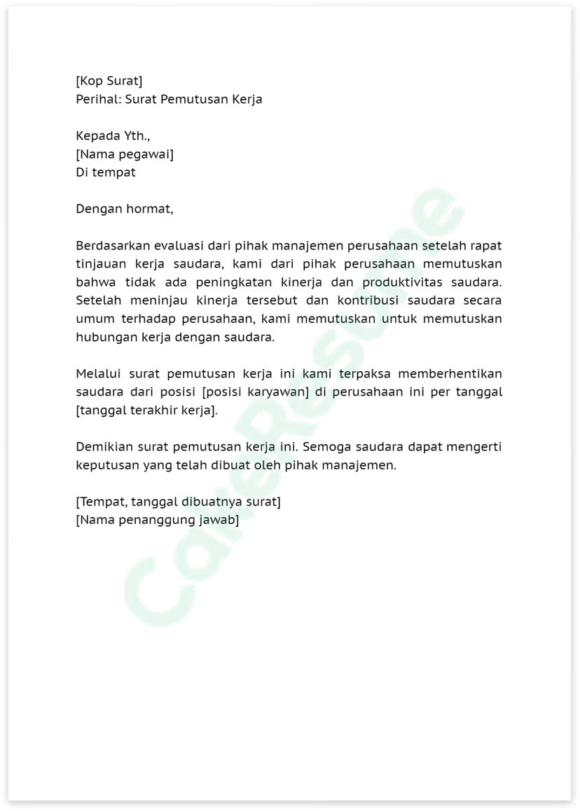 Contoh Surat PHK yang Perlu Kamu Ketahui Blog Mba Lumina