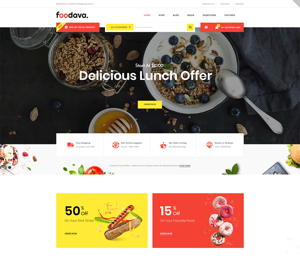 Foodava - El tema premium de WooCommerce para café y restaurante