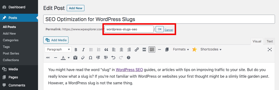 Configurações do Slug do WordPress