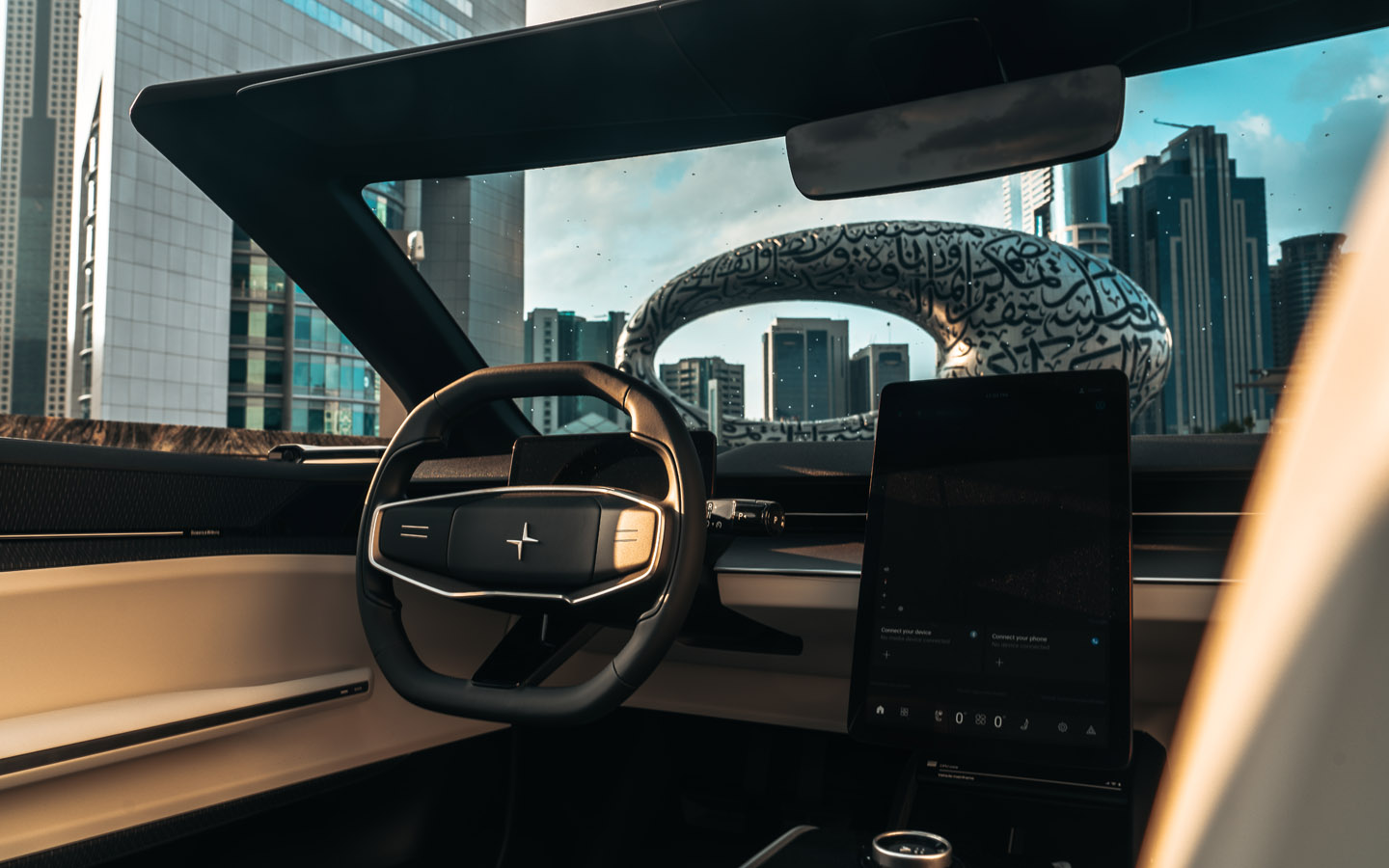 polestar interior steering and screen
