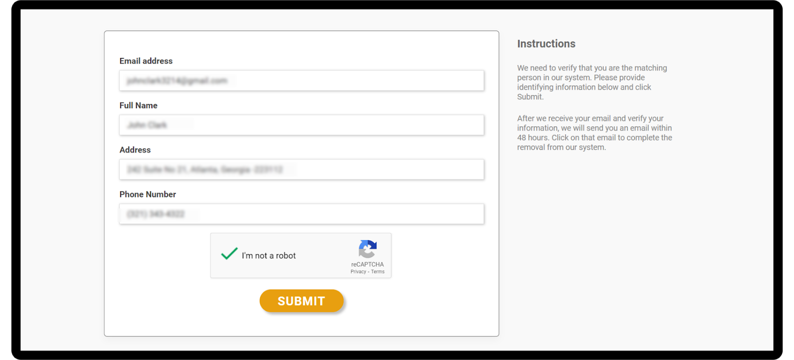 Checksecrets.com opt out step 4